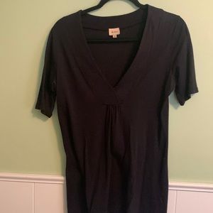 Black cotton v neck top